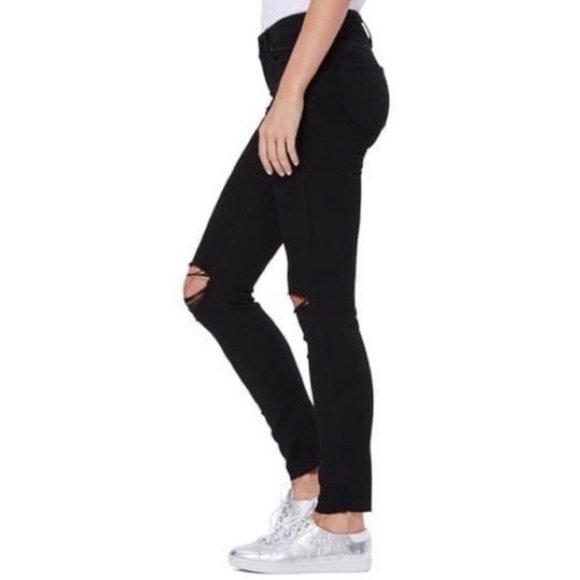 PAIGE Verdugo Ankle Ultra Skinny Mid Rise Destructed Jean Black Twilight Size 28 - Picture 2 of 9